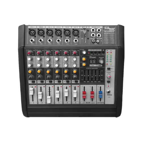 CONSOLA 6 CANALES 2x170W C/USB PHANTOM,BLUETOOTH,DOBLE PZ-MP6000BLT POTENZA