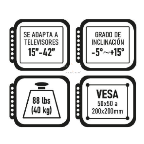 SOPORTE P/TV DE 15°-42° LED INCLINACION FULL MAX