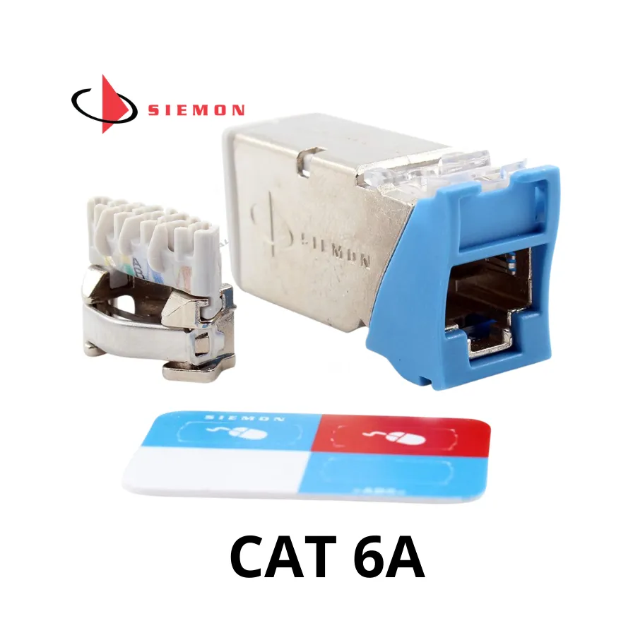 [Z6A-S06B] JACK RJ45 CAT6A APANTALLADO Z-MAX PLANO/ANGULAR AZUL SIEMON