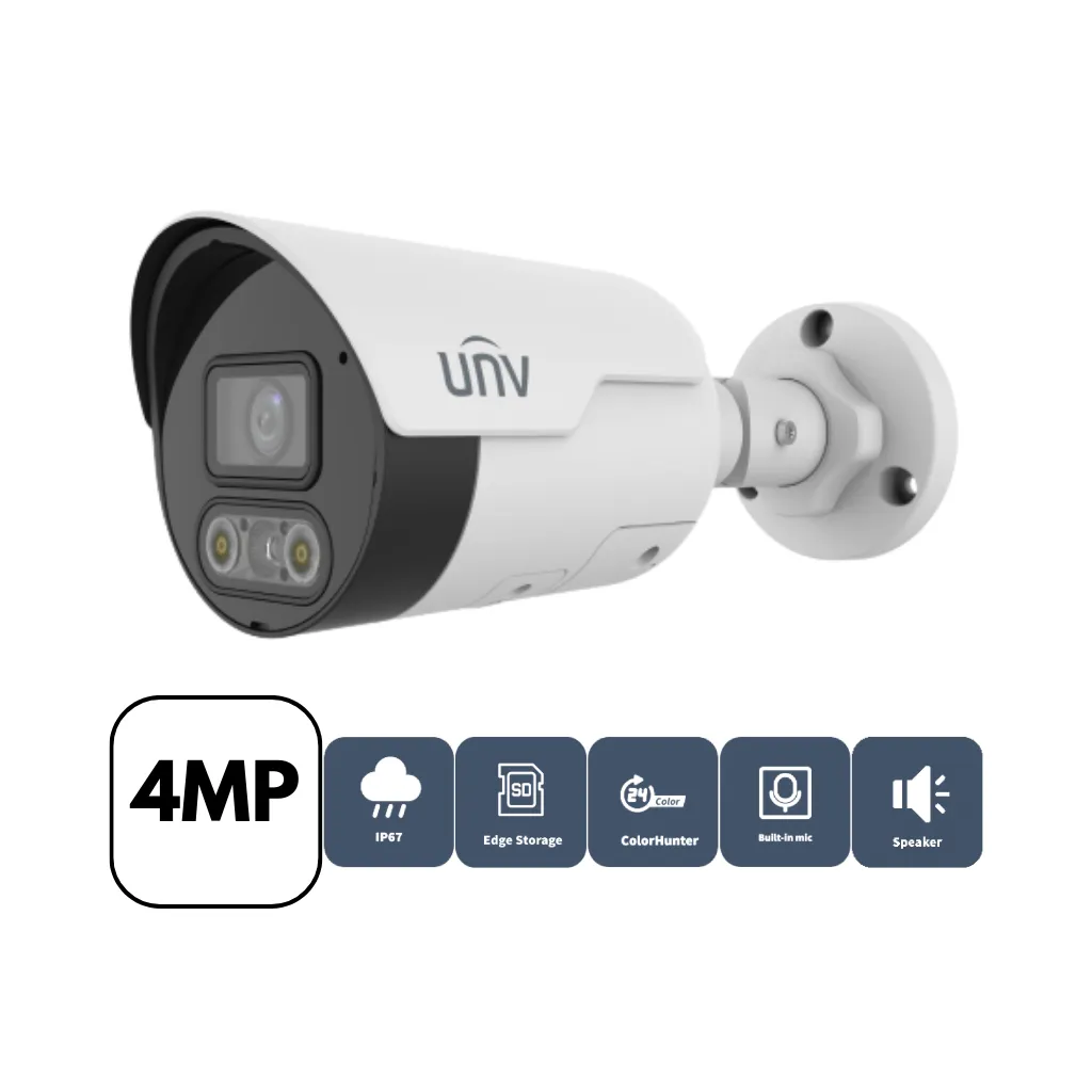 [IPC2124LE-ADF28KMC-DL] CAMARA IP 4MP TUBO  LUZ DUAL C/ MICRONO Y  SPEAKER 2002010239 UNV