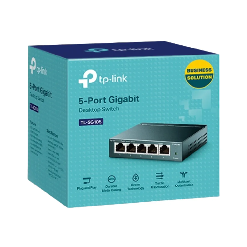 [TL-SG105] SWITCH GIGABIT 5 PUERTOS 10/100/1000 MBPS METALICO TP-LINK