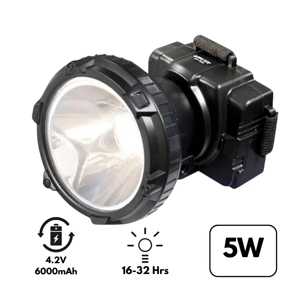 LINTERNA RECARGABLE FRONTAL ALTA/BAJA 5W OPALUX