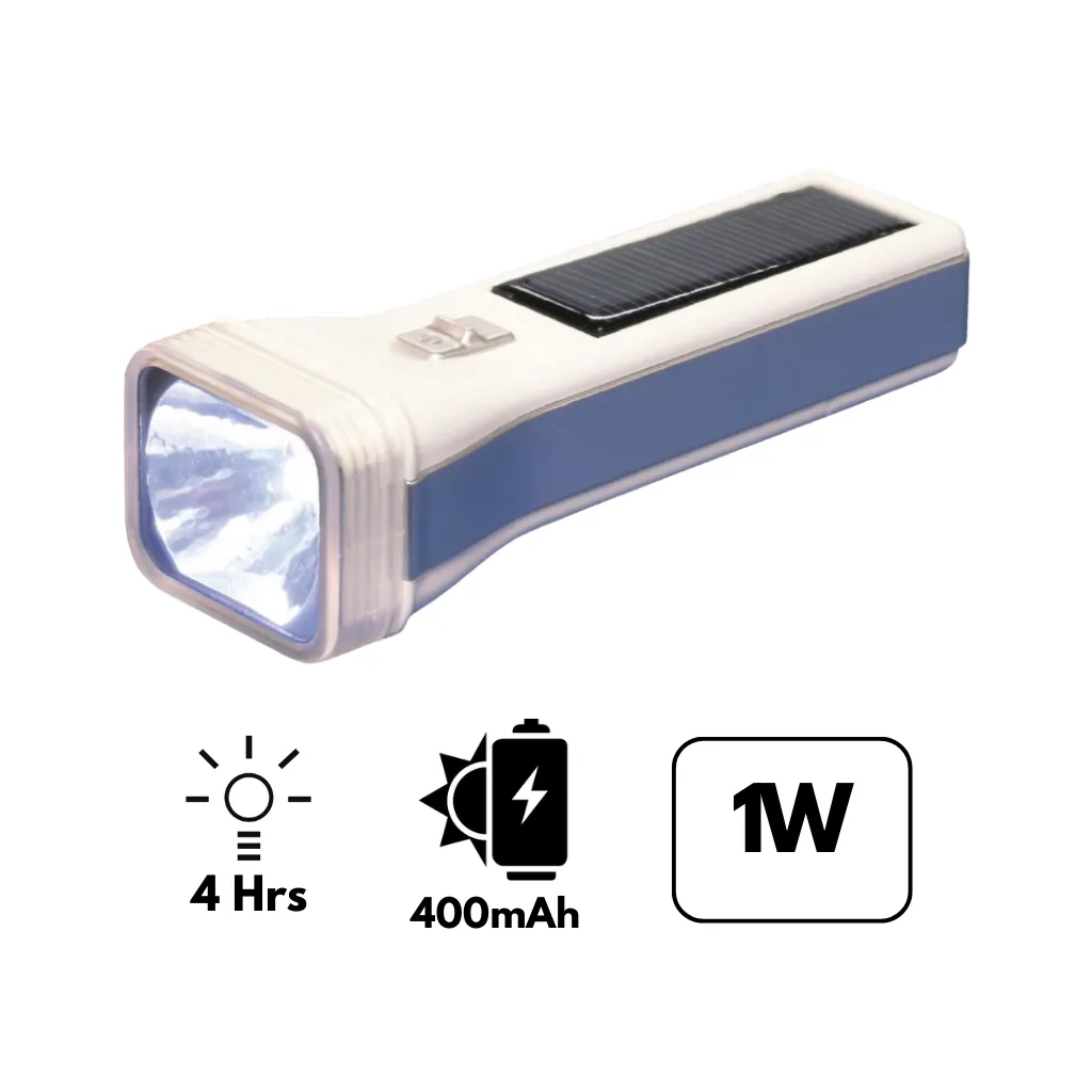 LINTERNA RECARGABLE 1W C/PANEL SOLAR Y BATERIA OPALUX