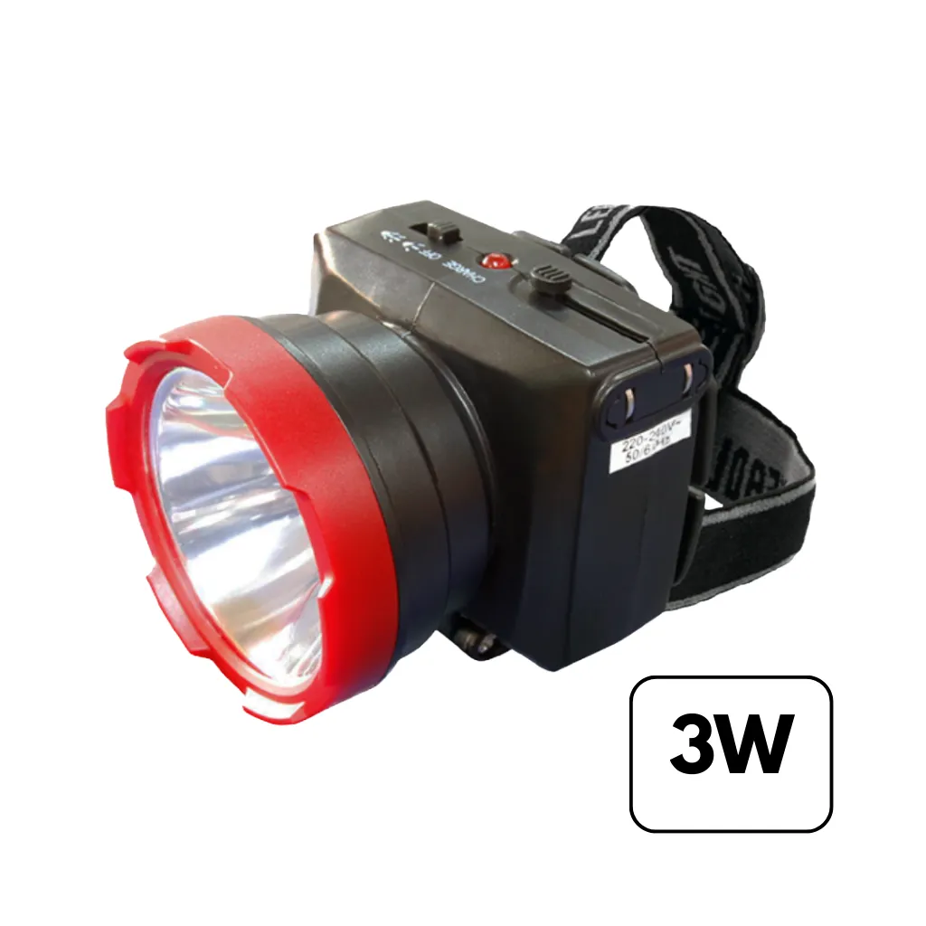 LINTERNA RECARGABLE FRONTAL ALTA/BAJA 3W OPALUX