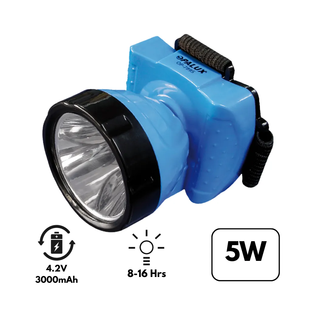 LINTERNA RECARGABLE FRONTAL ALTA/BAJA 5W OPALUX