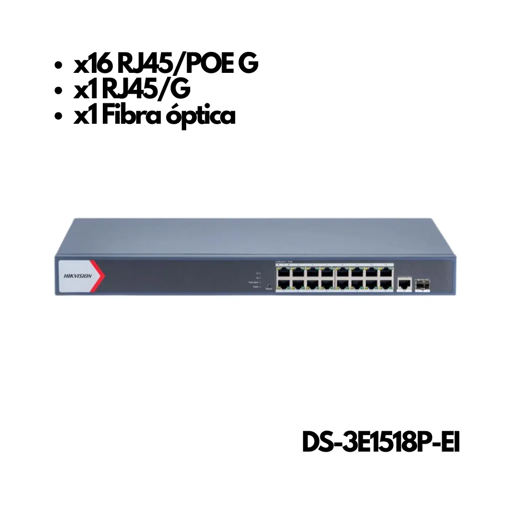 [DS-3E1518P-EI] SWITCH ADMINISTRABLE 16 POE  ALL 1000M(1G)+1 UP RJ45 -(1G) + 1UP SFP (1G) 230W HIKVISION