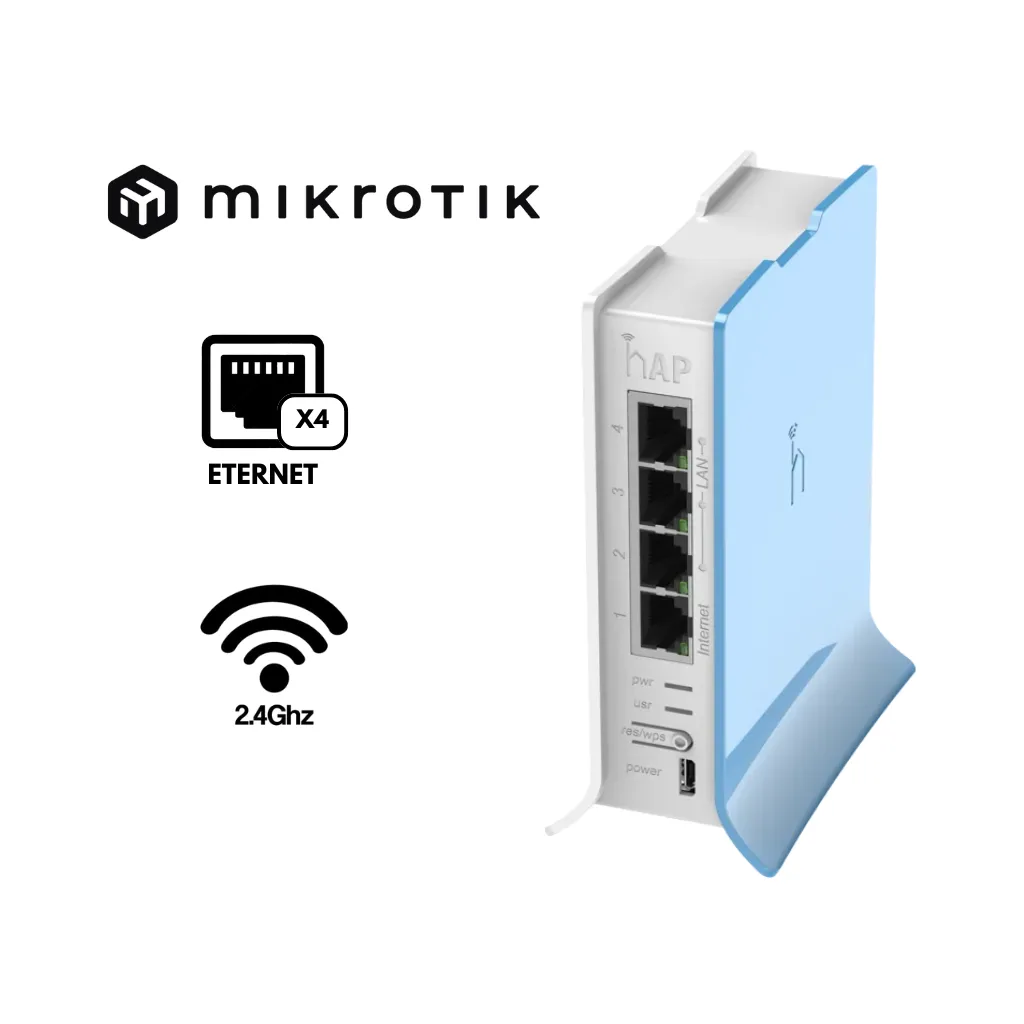 HAP LITE RB941-2ND-TC - CPU 650MHZ 32MB DE RAM 2.4GHZ INALAMBRICO  4 PUERTOS ETHERNET, ROUTEROS L4 MIKROTIK