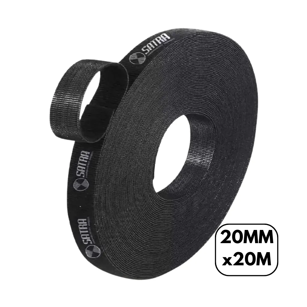 CINTA ADHESIVA EASY TIPO VELCRO CUT 2 CARAS NEGRO 20MMx20M 1703012020 SATRA