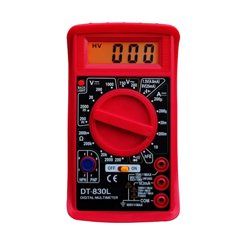 [DT830L] MULTIMETRO DIGITAL TESTER HFE TRANSISTOR ROJO SANWA