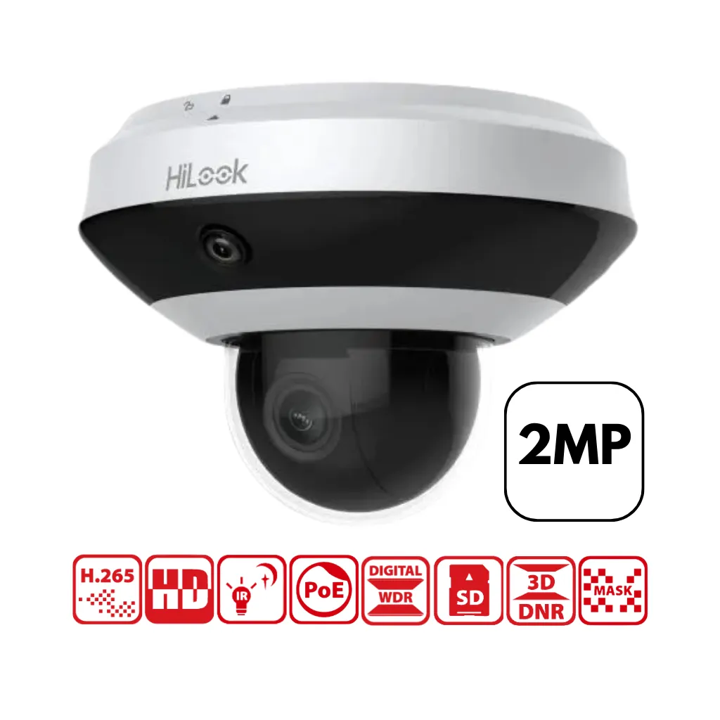 CAMARA IP MINI PANOVU 2MP PTZ ZOOM 4X INTERIOR HILOOK