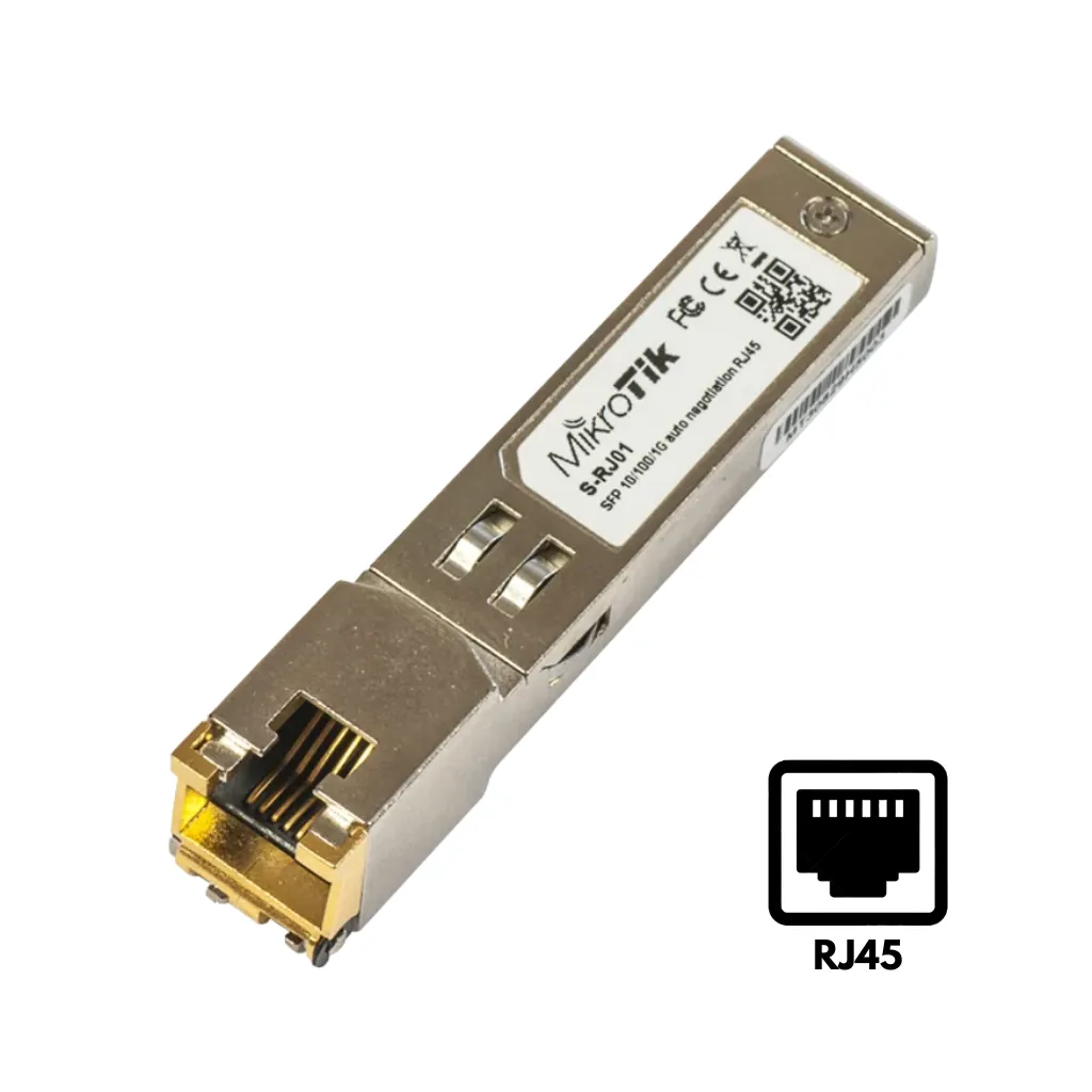 [S-RJ01] MODULO TRANSCEIVER DE SFP A RJ45 COBRE 10/100/1000MBPS GIGABIT S-RJ01 MIKROTIK