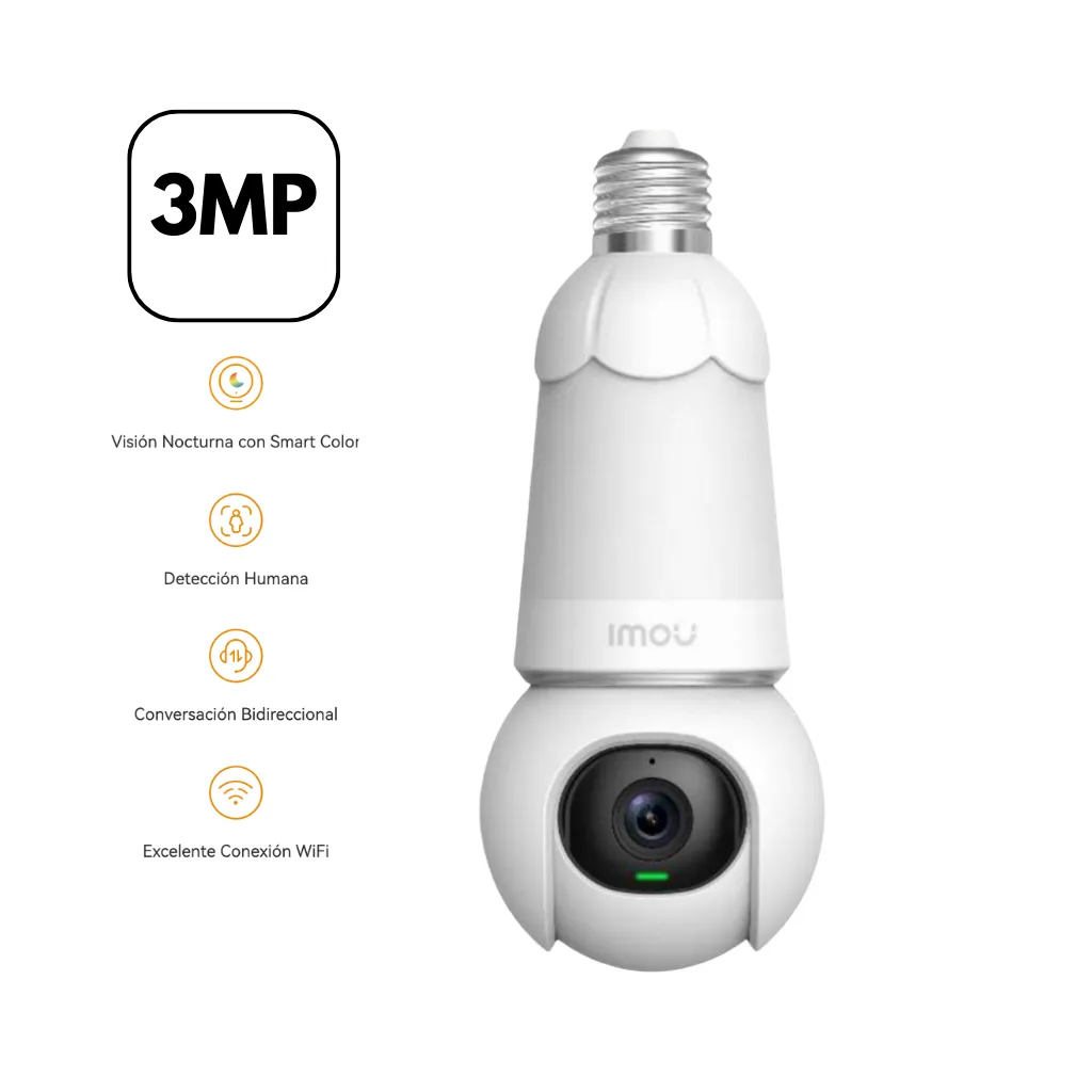[IPC-S6D-3M0WEB-IMOU] CAMARA IP INTERIOR 3MP WIFI TIPO FOCO PT LED25M E27 IMOU