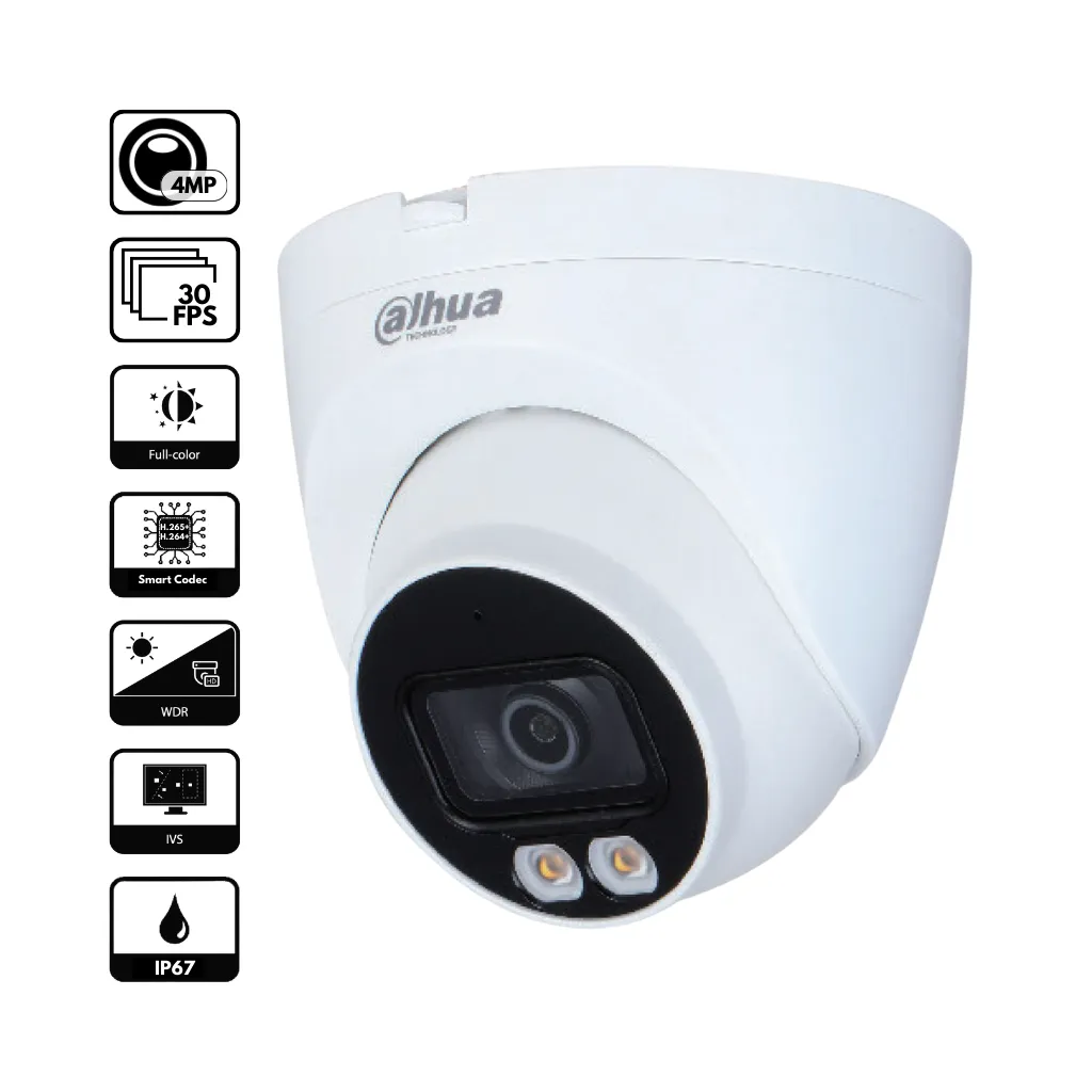 CAMARA IP 4MP DOMO DH-IPC-HDW2439TN-AS-LED  FULLCOLOR DAHUA