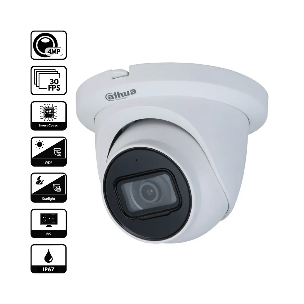 CAMARA IP 4MP DOMO  IR30 STARLIGHT IP67 IPC-HDW2431TMN-AS-S2 DAHUA