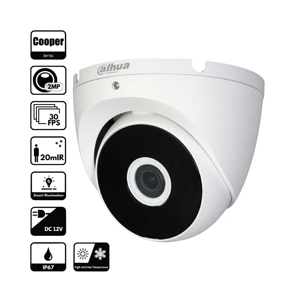CAMARA DOMO METAL 1080P 2.8MM IR20 IP67 DH-HAC-T2A21N-0280B HDCVI DAHUA