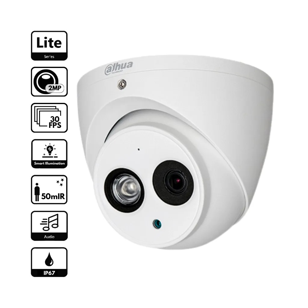 CAMARA HDCVI DOMO 1080P IR50 C/MICRO DH-HAC-HDW1200EMN-A-S4 DAHUA