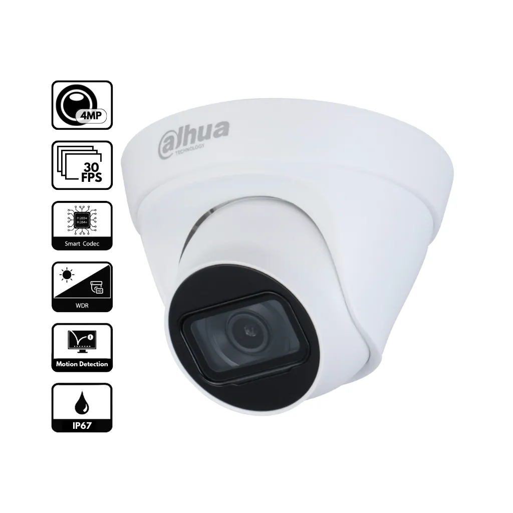 [IPC-HDW1431T1-S4] CAMARA IP DOMO 4MP H265 WDR IR30 IP67 POE DH-IPCHDW1431T1N-S4 DAHUA