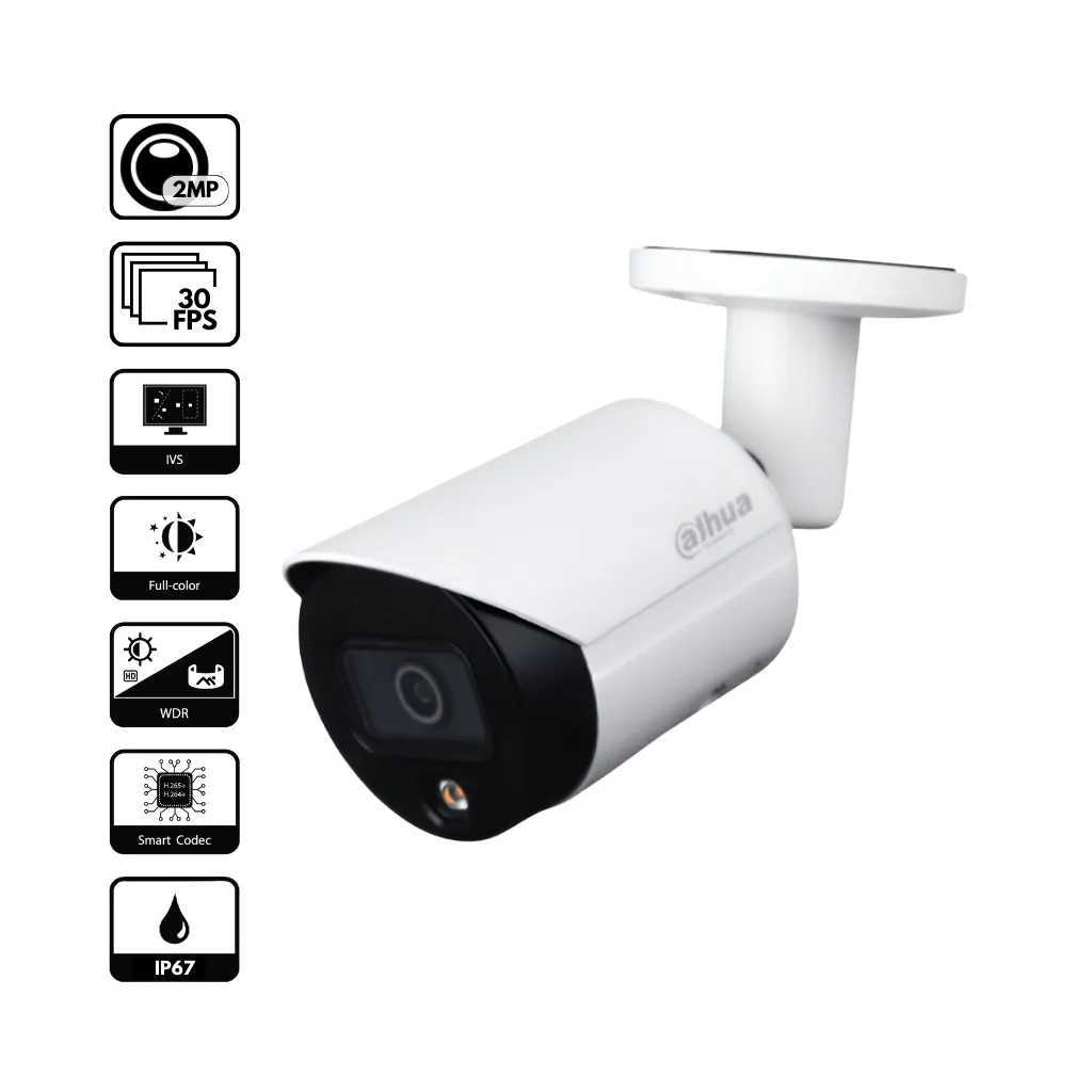 CAMARA IP 2MP TUBO FULL-COLOR DH-IPC-HFW2239SN-SA-LED-S2 DAHUA