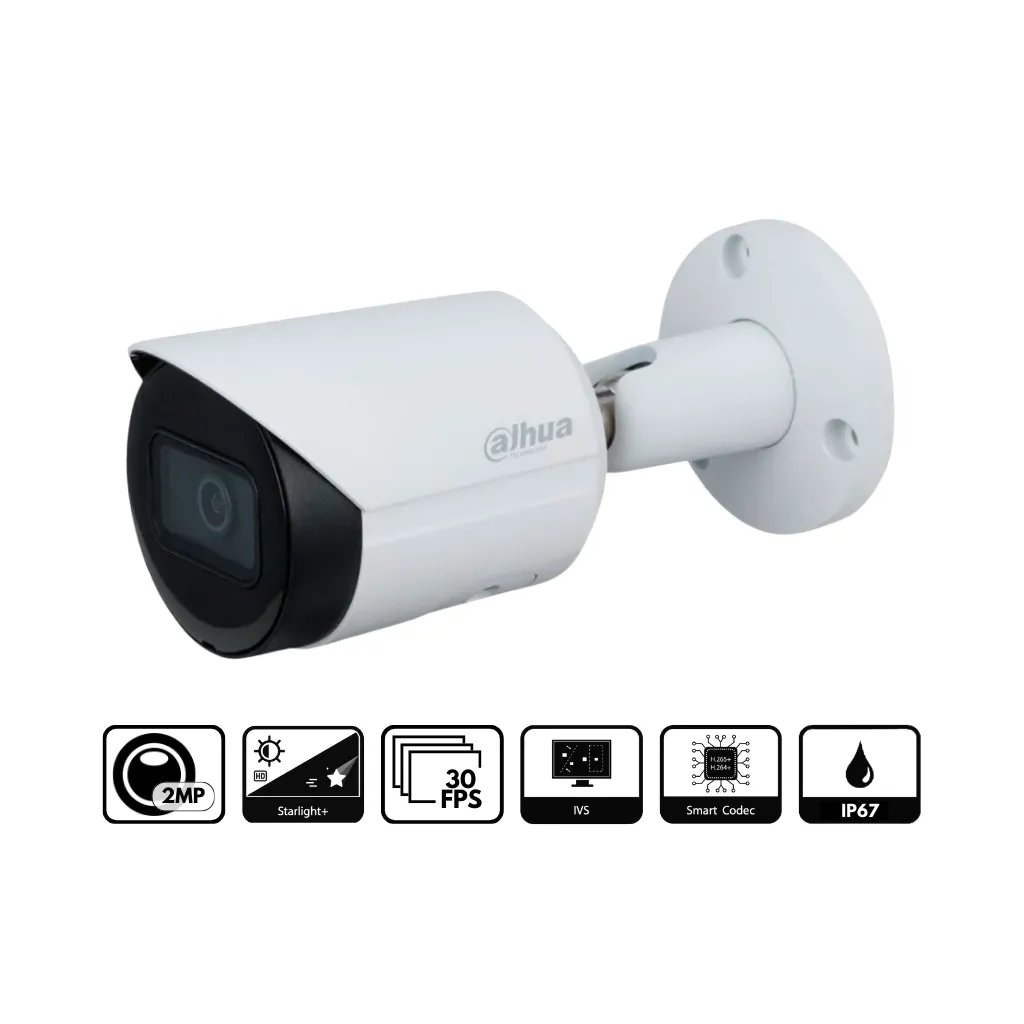 CAMARA IP 2MP TUBO IR30 H265 STARLIGHT IP67 DH-IPC-HFW2230SN-S-S2 DAHUA