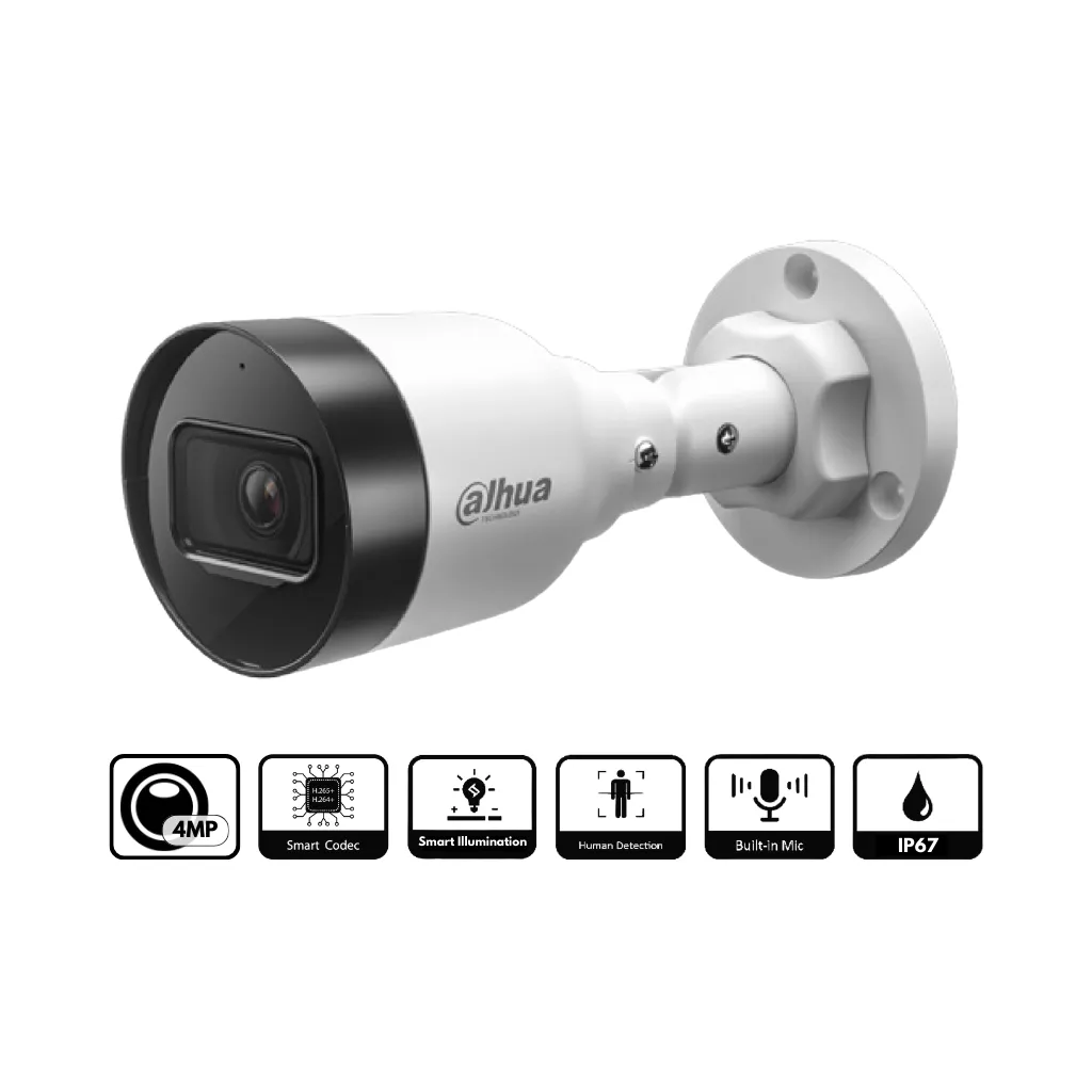 [IPC-HFW1431S1-A-S6] CAMARA IP TUBO 4MP H. 265+ WDR IR30 IP67 C/MICRO DH-IPC-HFW1431T1N-S6 DAHUA