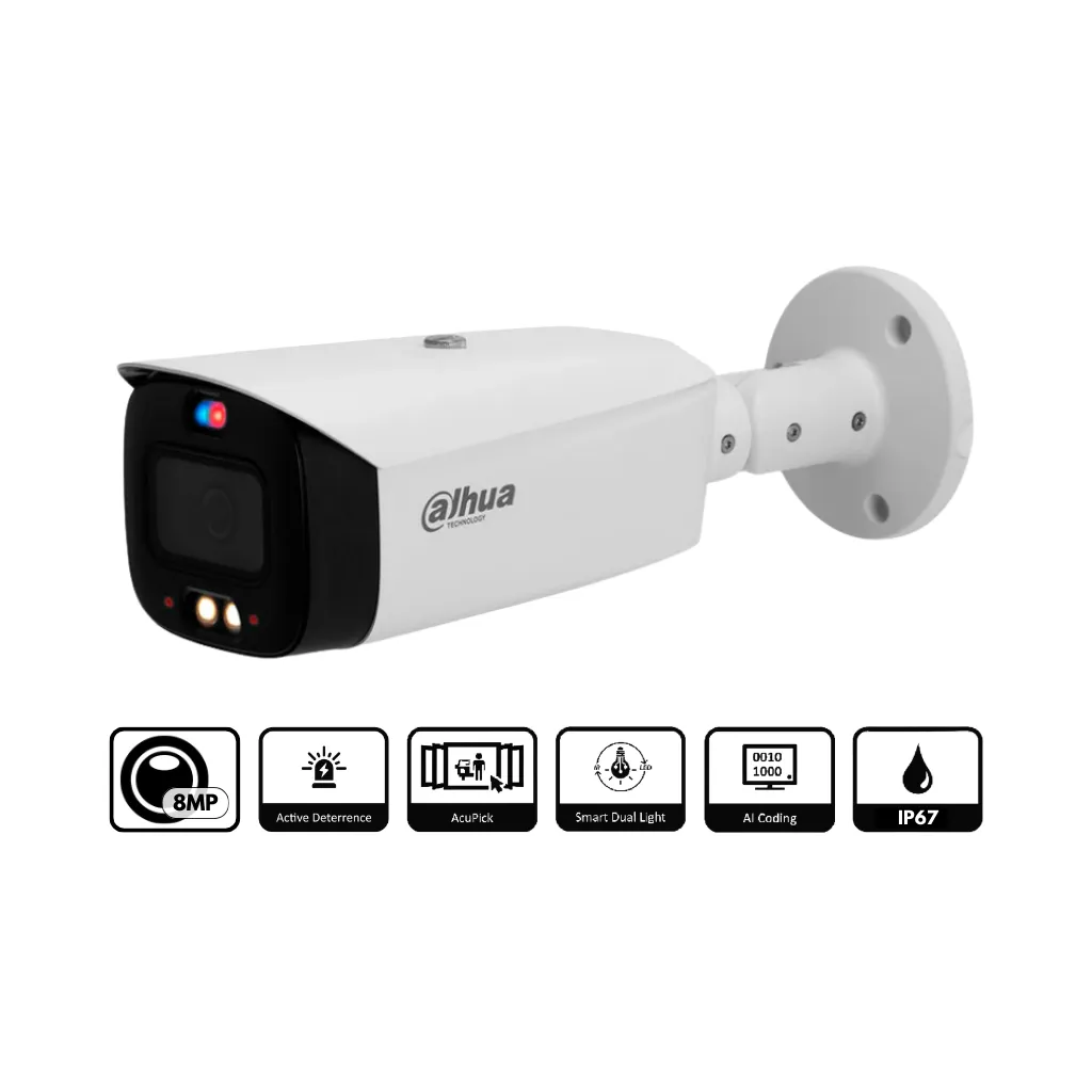 [IPC-HFW3849T1-AS-PV] CAMARA TUBO WIZSENSE 8.0 MP FULL COLOR  DISUACION ACTIVA LUZ LED 30M IP68 POE DAHUA