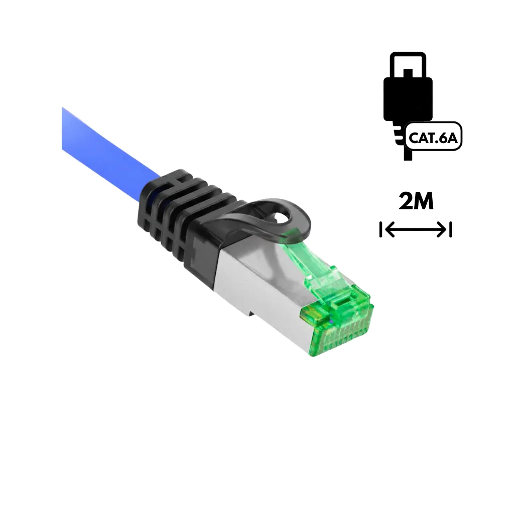 PATCH CORD CAT6A MINI TURN BOOT 32AWG AZUL 2MTS LSZH BLINDADO SIMPLE