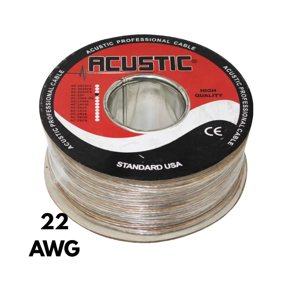 [AC-22C] CABLE TRANSPARENTE P/PARLANTE #22 ROLLOx100MTS ACUSTIC