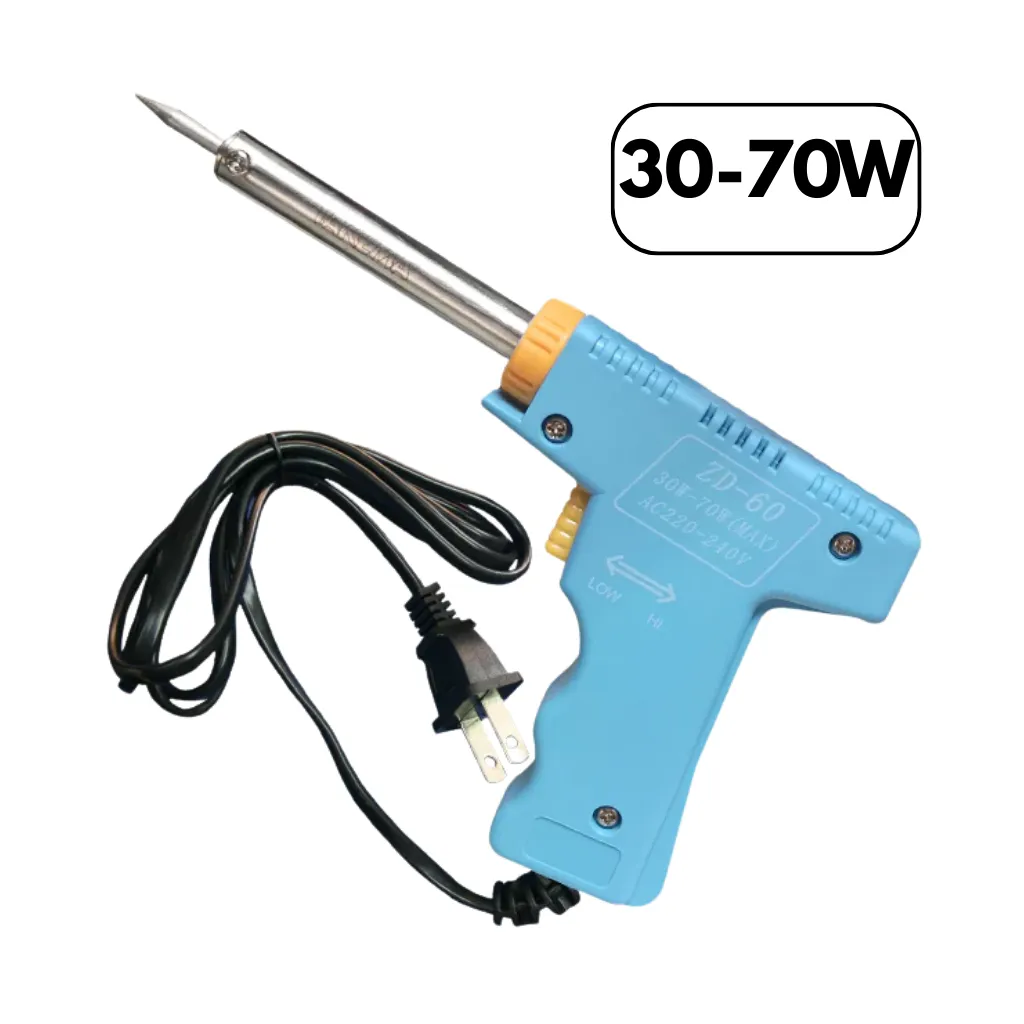 [ZD-60/B3] CAUTIN TIPO PISTOLA 30W-70W PUNTA DE PLATA 220VAC CELESTE TAKEMA