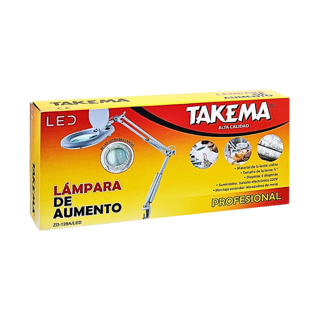 [ZD-129A/LED] LAMPARA MULTIUSOS LUPA 5" C/LEDS 220VAC TAKEMA
