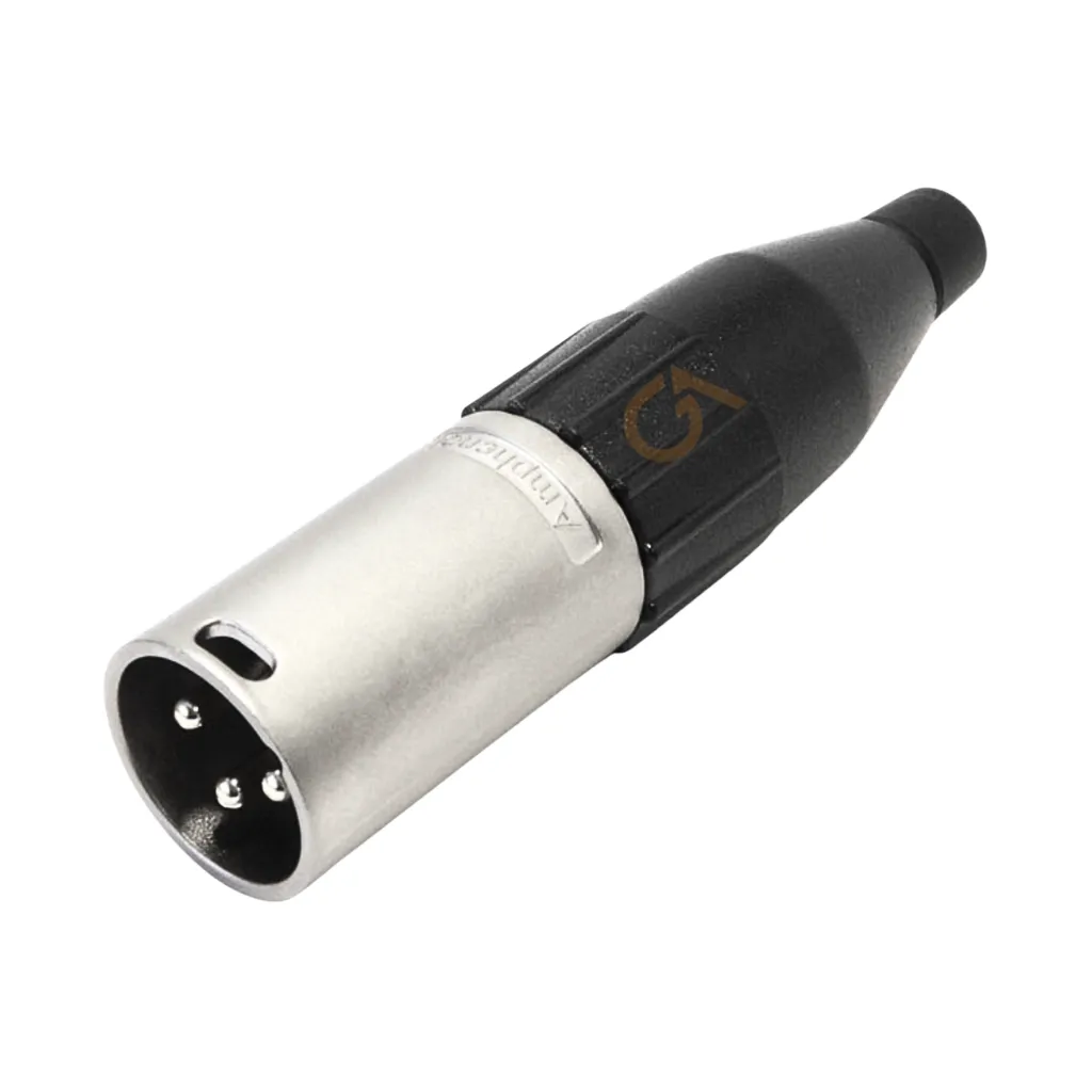 [AC3MMJ] PLUG XLR 3 PINES NIQUELADO TAPA NEGRA P/CABLE DE 8 MM AMPHENOL