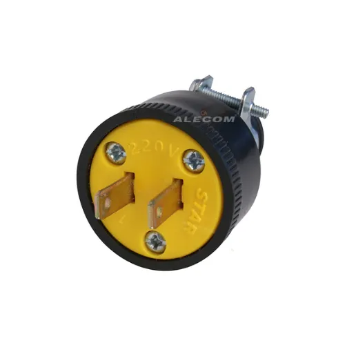 [A-025] ENCHUFE 15A C/2P ABRAZ. METAL NEGRO STAR