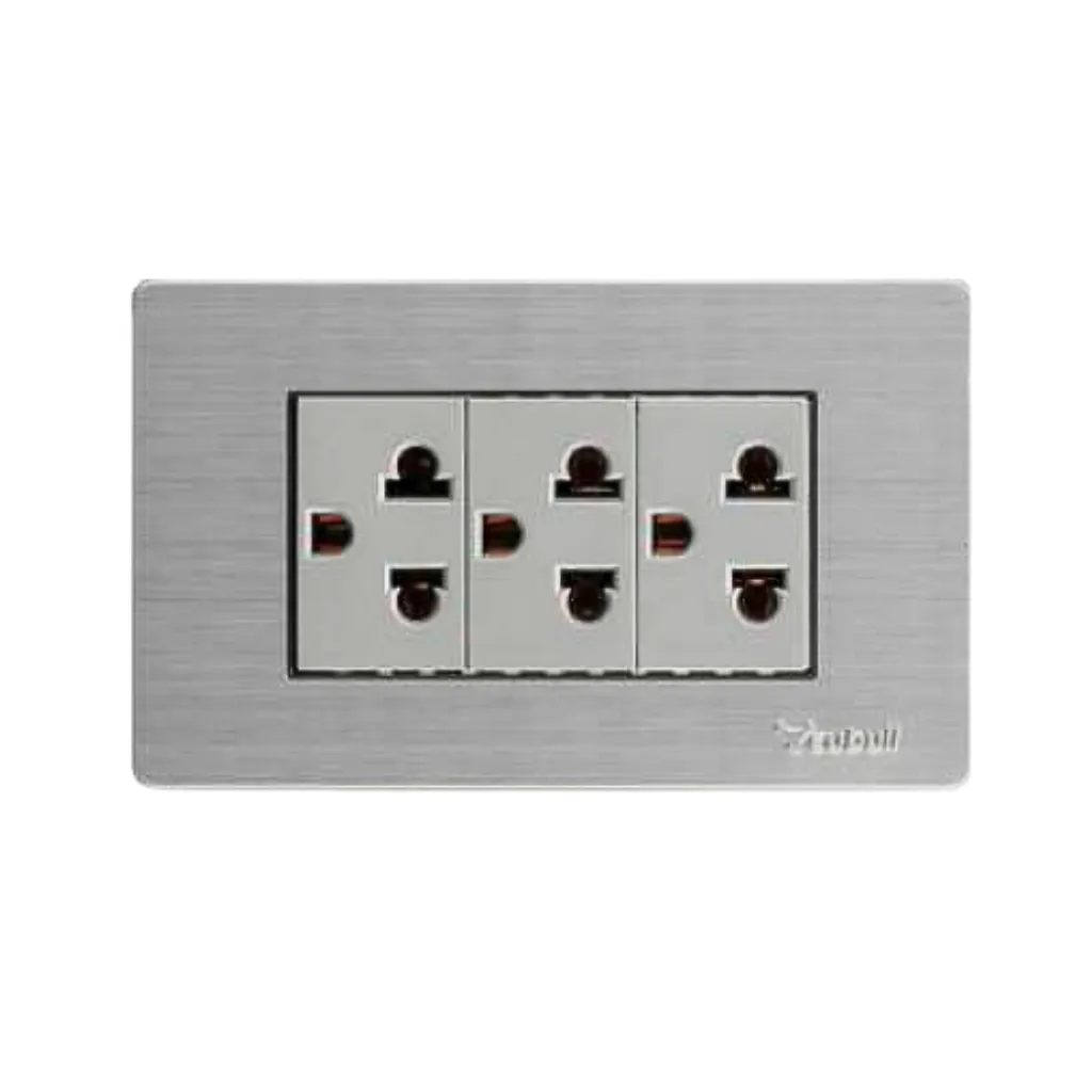 [A5-022] TOMACORRIENTE TRIPLE A TIERRA ALUMINIO AZUL CUBULL