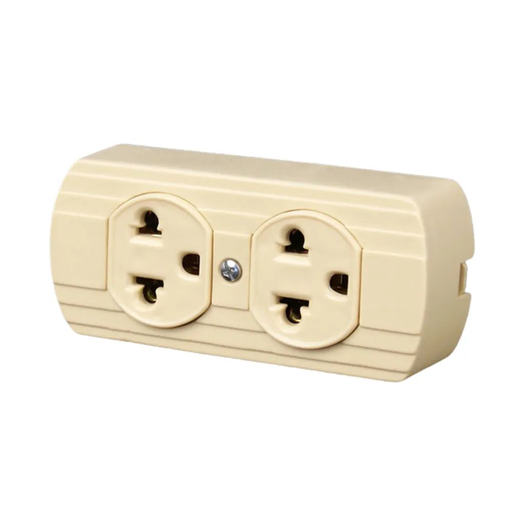 TOMACORRIENTE DOBLE SUPERFICIAL  2P+T 15AMP 250V MARFIL STAR
