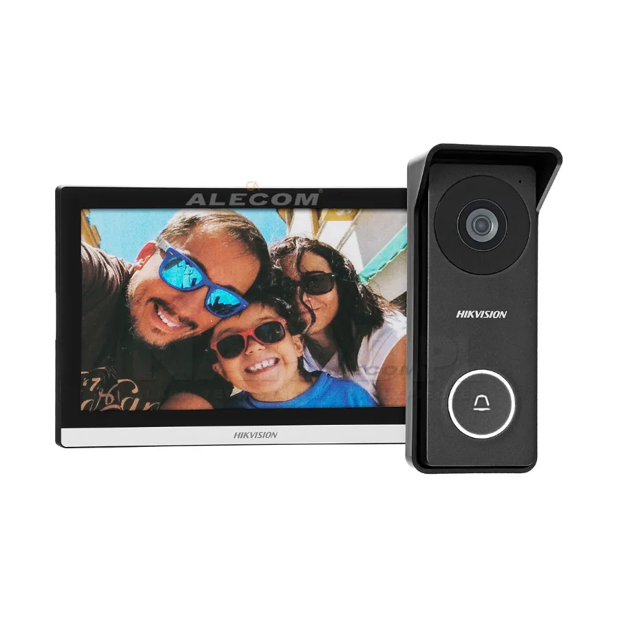 KIT VIDEO PORTERO HIBRIDO HD 4 HILOS INCLUYE MONITOR Y CAMARA HIKVISION