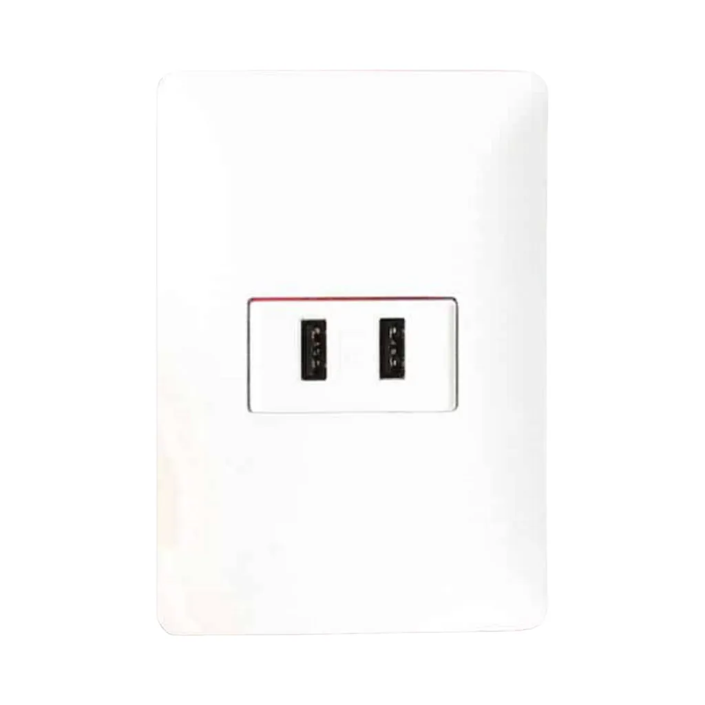 TOMA DOBLE USB P/PARED 2 ENTRADAS USB 2A,1A OPALUX