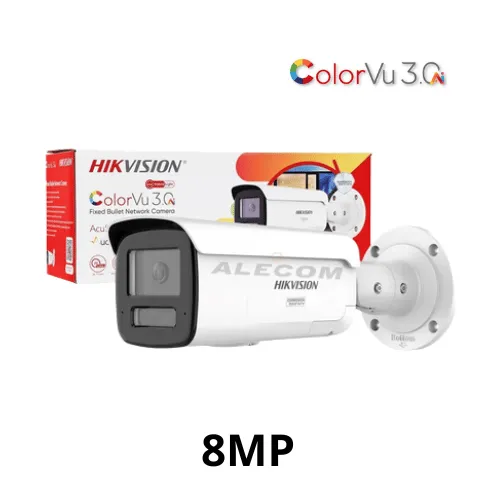 CAMARA IP 8MP TUBO COLORVU 3.0  2.8MM SMART HYBRID LIGHT IR AUDIO Y LUZ STROBO HIKVISION