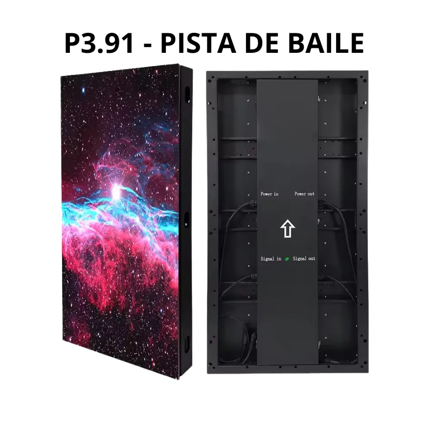 PANTALLA LED PARA PISTA DE BAILE GABINETE (Exterior P3.91) 500mm (largo) x 1000mm (alto) x 75mm (profundidad) ALECOMLED
