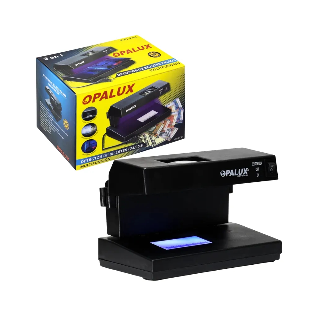 DETECTOR DE BILLETES FALSOS C/LUPA 9W OPALUX