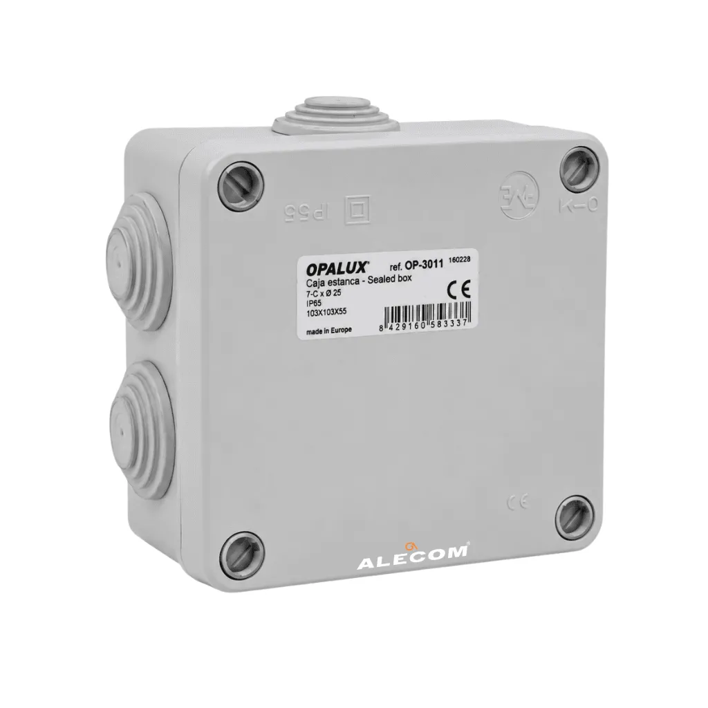 CAJA DE PASE CON 7 CONOS 103x103x55mm IP55 OPALUX