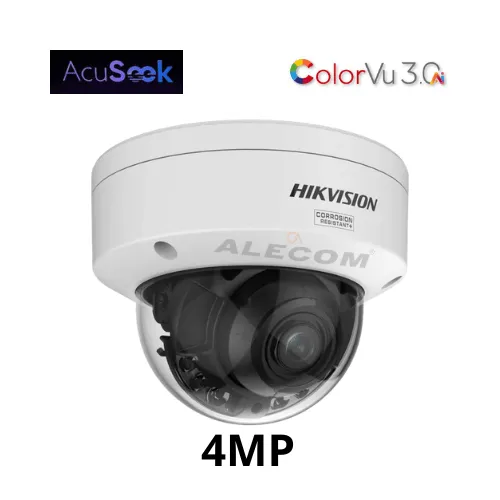 CAMARA IP 4MP DOMO COLORVU 3.0 2.8-12MM SMART HYBRID LIGHT ALTAVOZ Y LUZ ESTROB ROJA Y AZUL  NEMA4X  ACUSEEK HIKVISION