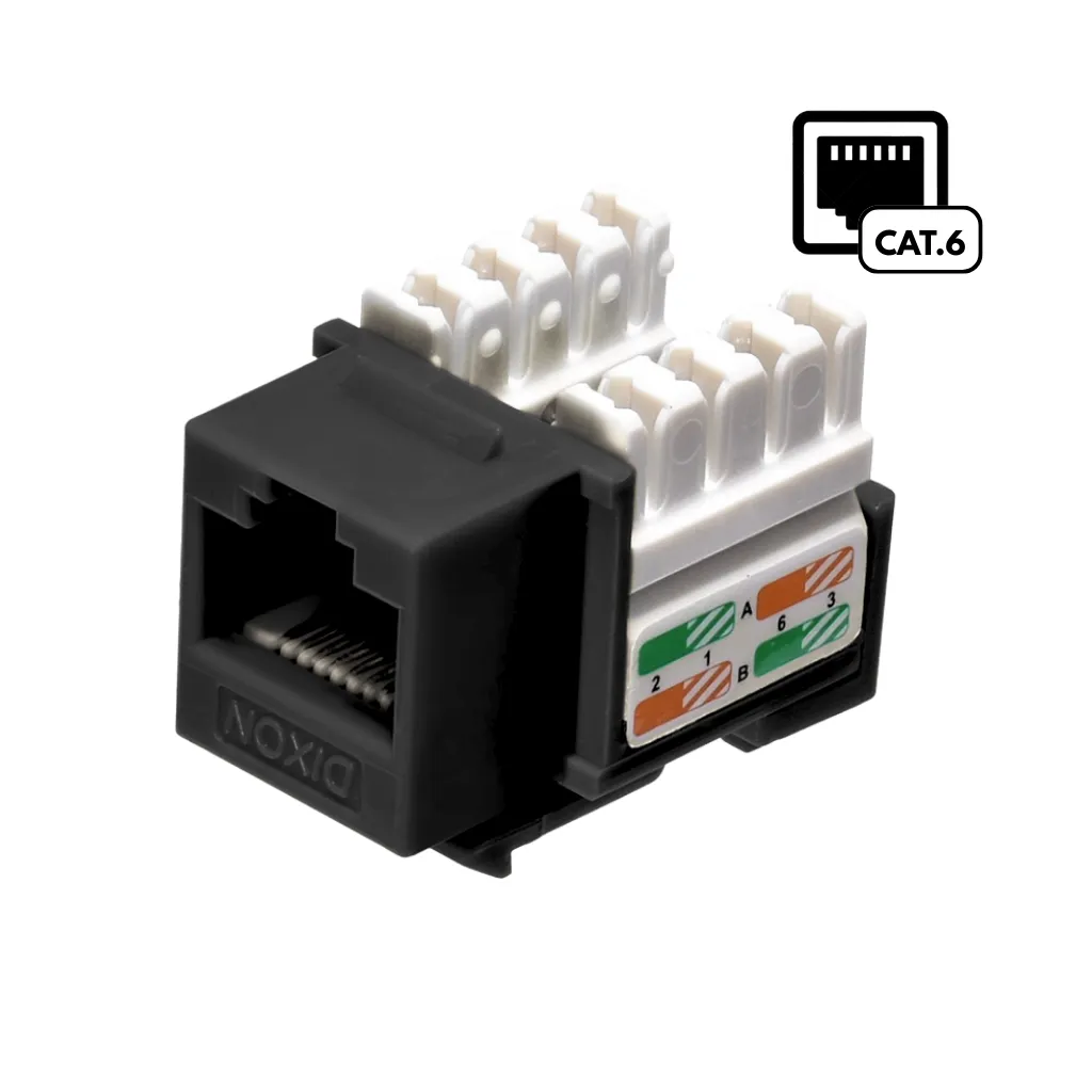 [KJ8-C6-US/BKN] JACK RJ45 CAT6 P/PONCHEO NEGRO DIXON