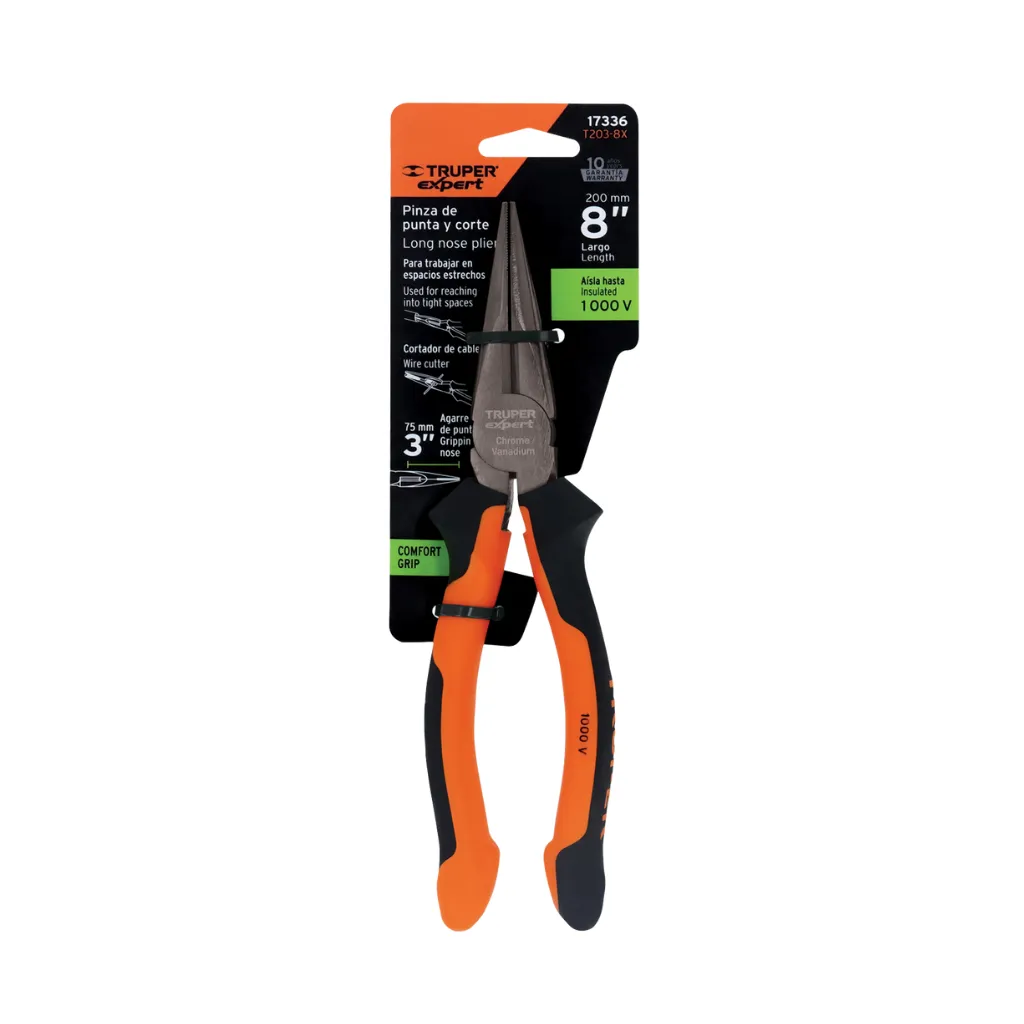 ALICATE DE PUNTA Y CORTE 8" MANGO COMFORT GRIP TRUPER