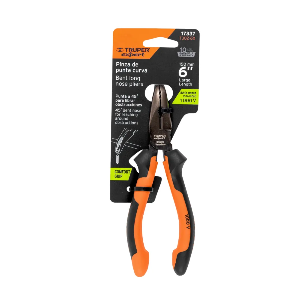 [17337] ALICATE PUNTA CURVA 6" MANGO CONFORT GRIP T302-6X TRUPER