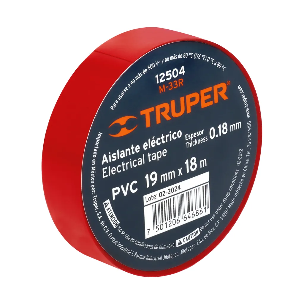 [12504] CINTA AISLANTE 18M 33 ROJO TRUPER