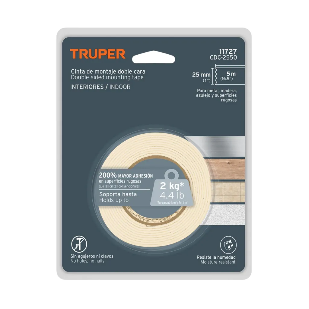 [11727] CINTA DE MONTAJE DOBLE CONTACTO 25MMX5M ( CDC-2550 ) TRUPER