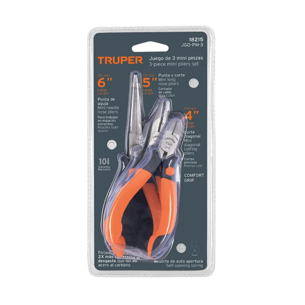 [18215] JUEGO 3 MINI ALICATES  CONFORT GRIP JGO-MP-3 TRUPER