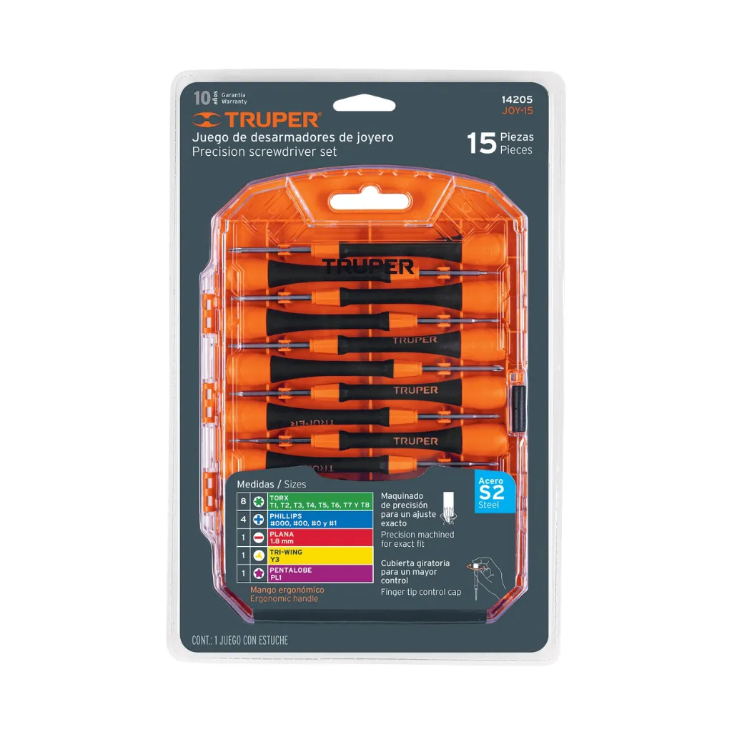 [14205] JUEGO CON DESARMADORES DE JOYERO 15 PIEZAS (JOY-15) TRUPER