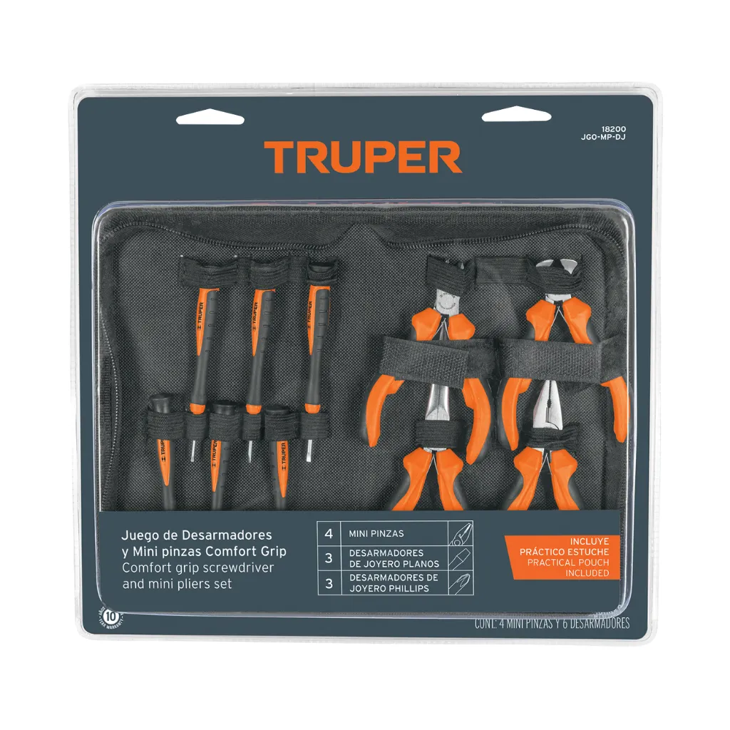 [18200] JUEGO DE PINZAS MINIATURAS Y DESARMADORES DE JOYERO (JGO-MP-DJ) TRUPER