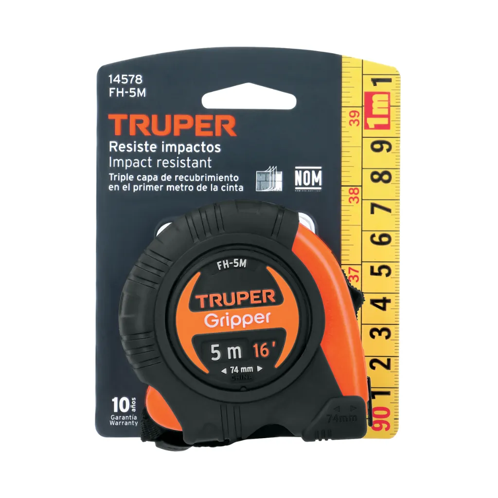 WINCHA GRIPPER CONTRA IMPACTO 5M 19MM ( FH-5M ) TRUPER