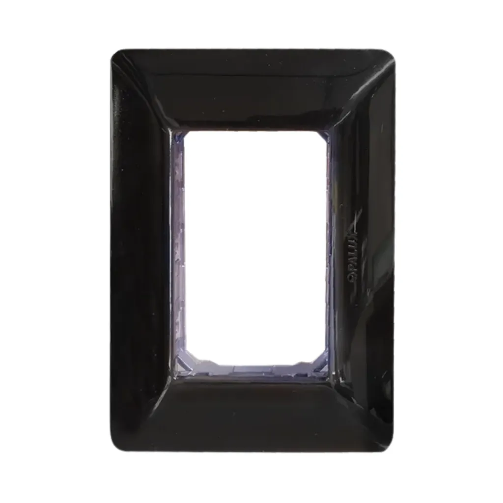 [BM203.BLK] PLACA DE PARED P/TOMACORRIENTES Y/O MIXTO NEGRO OPALUX